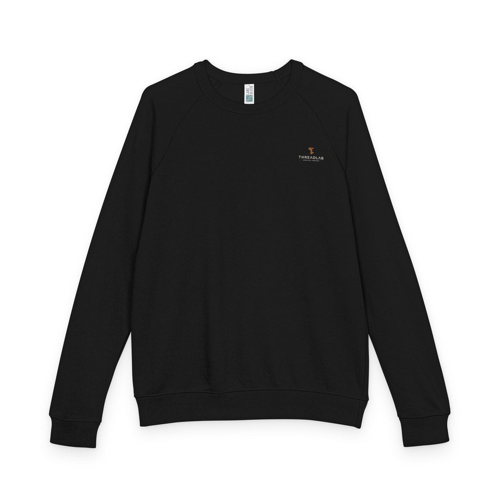 Crewneck Sweatshirt — Minimal Chest Logo Raglan French Terry by Printify