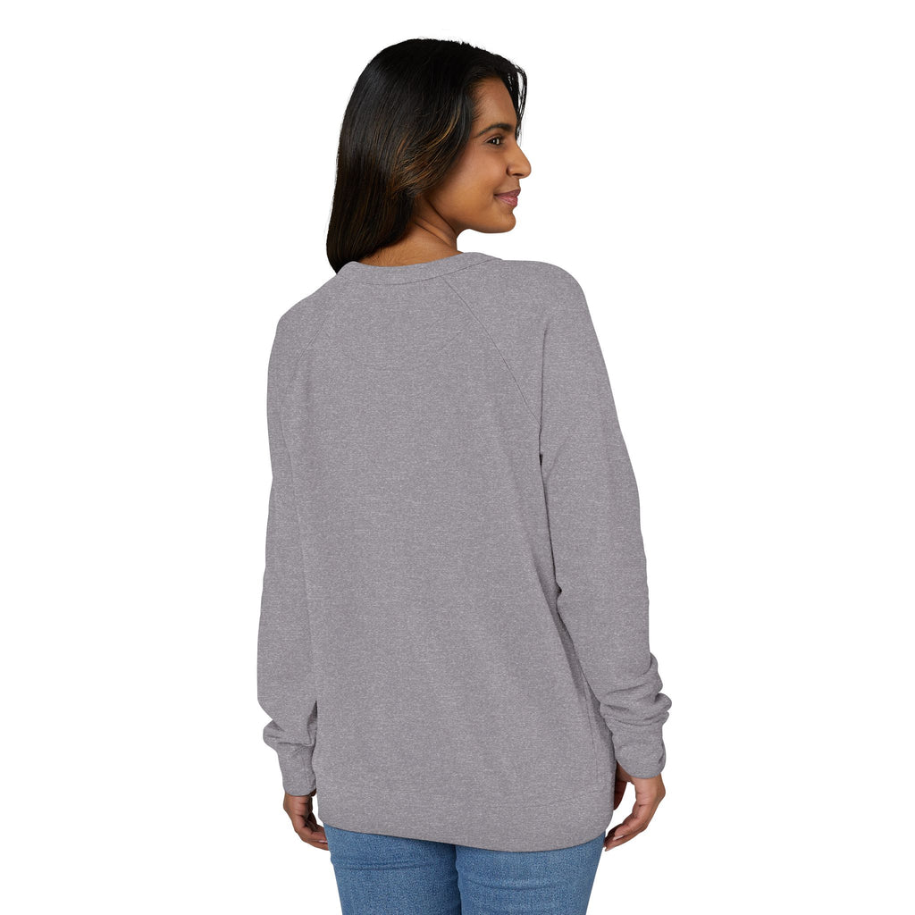 Crewneck Sweatshirt — Minimal Chest Logo Raglan French Terry by Printify