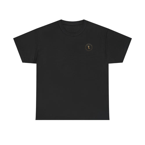 Golden celestial geometric tee featuring a mystic sigil back print on a black t-shirt.