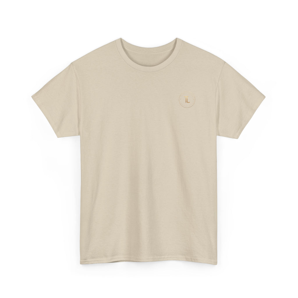 Golden Celestial Geometric Tee featuring a mystic sigil back print in golden hues.