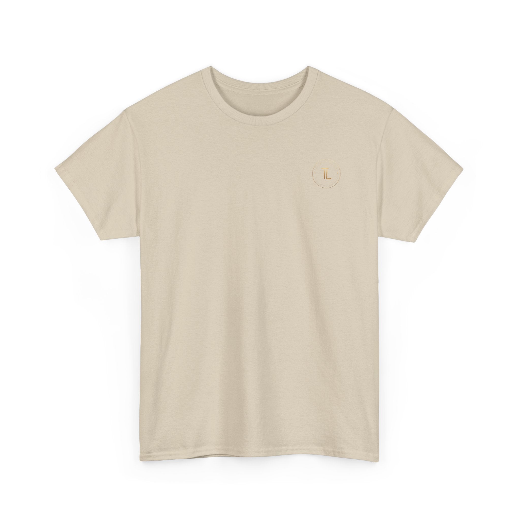 Golden Celestial Geometric Tee featuring a mystic sigil back print in golden hues.