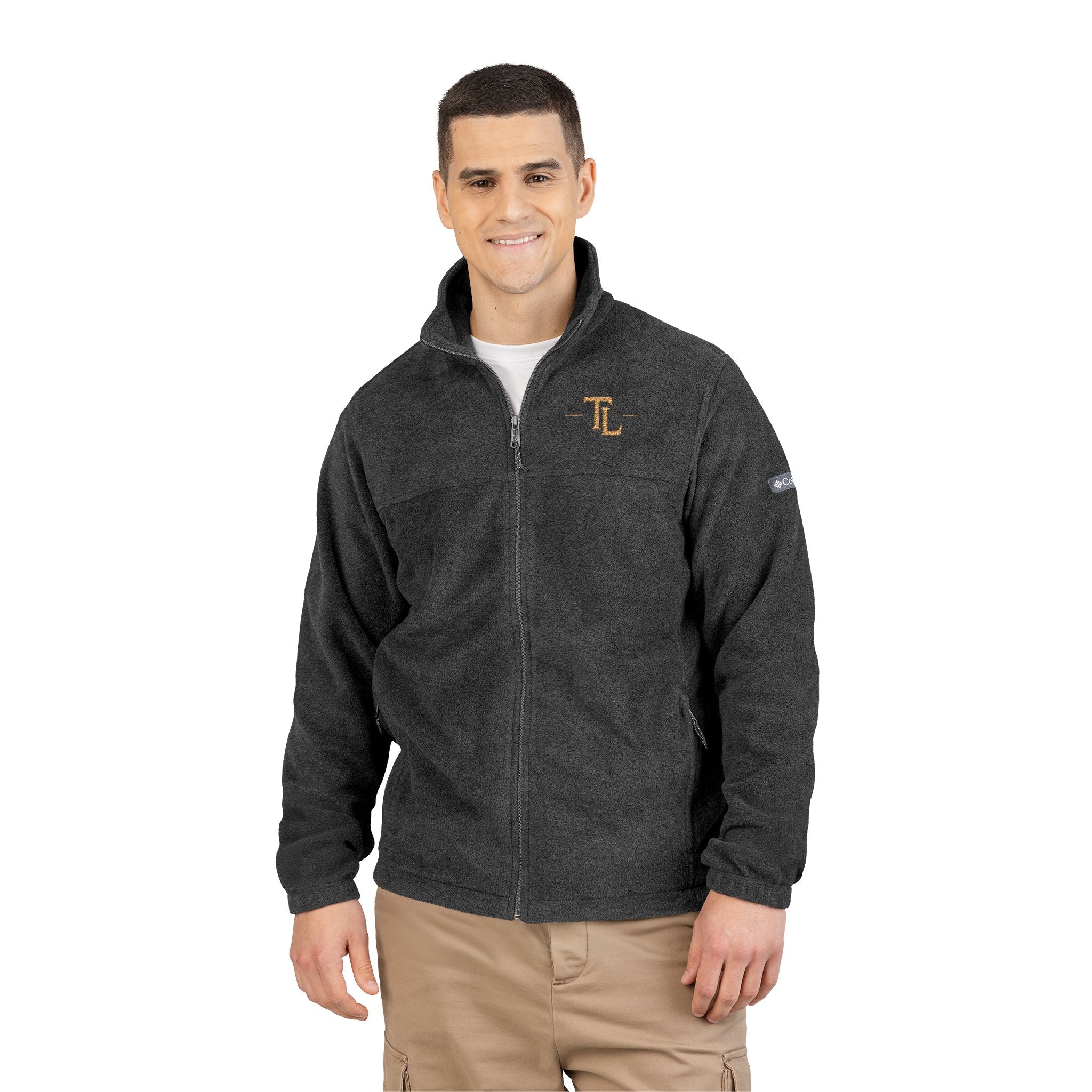 Embroidered 'L' Fleece Jacket — Columbia Zip-Up Outerwear by Printify