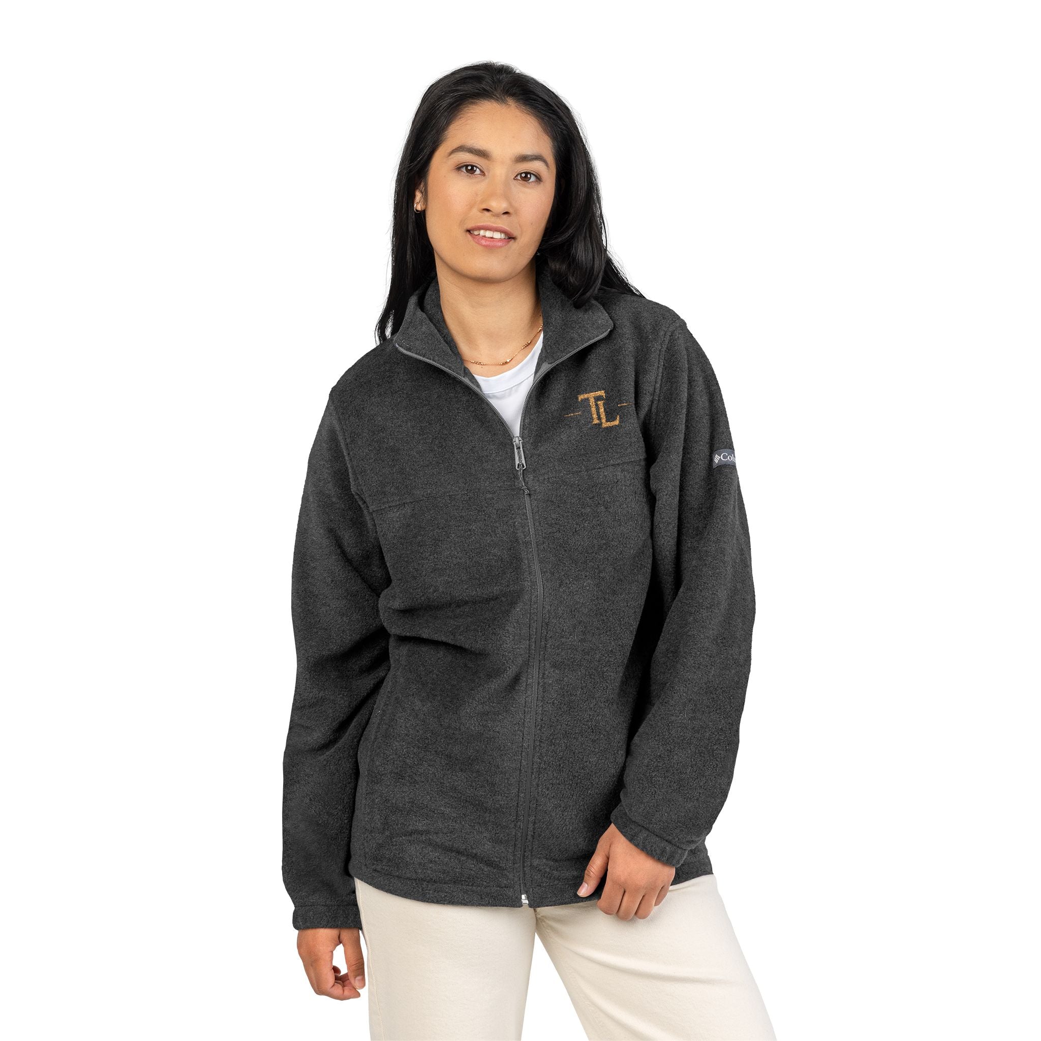 Embroidered 'L' Fleece Jacket — Columbia Zip-Up Outerwear by Printify