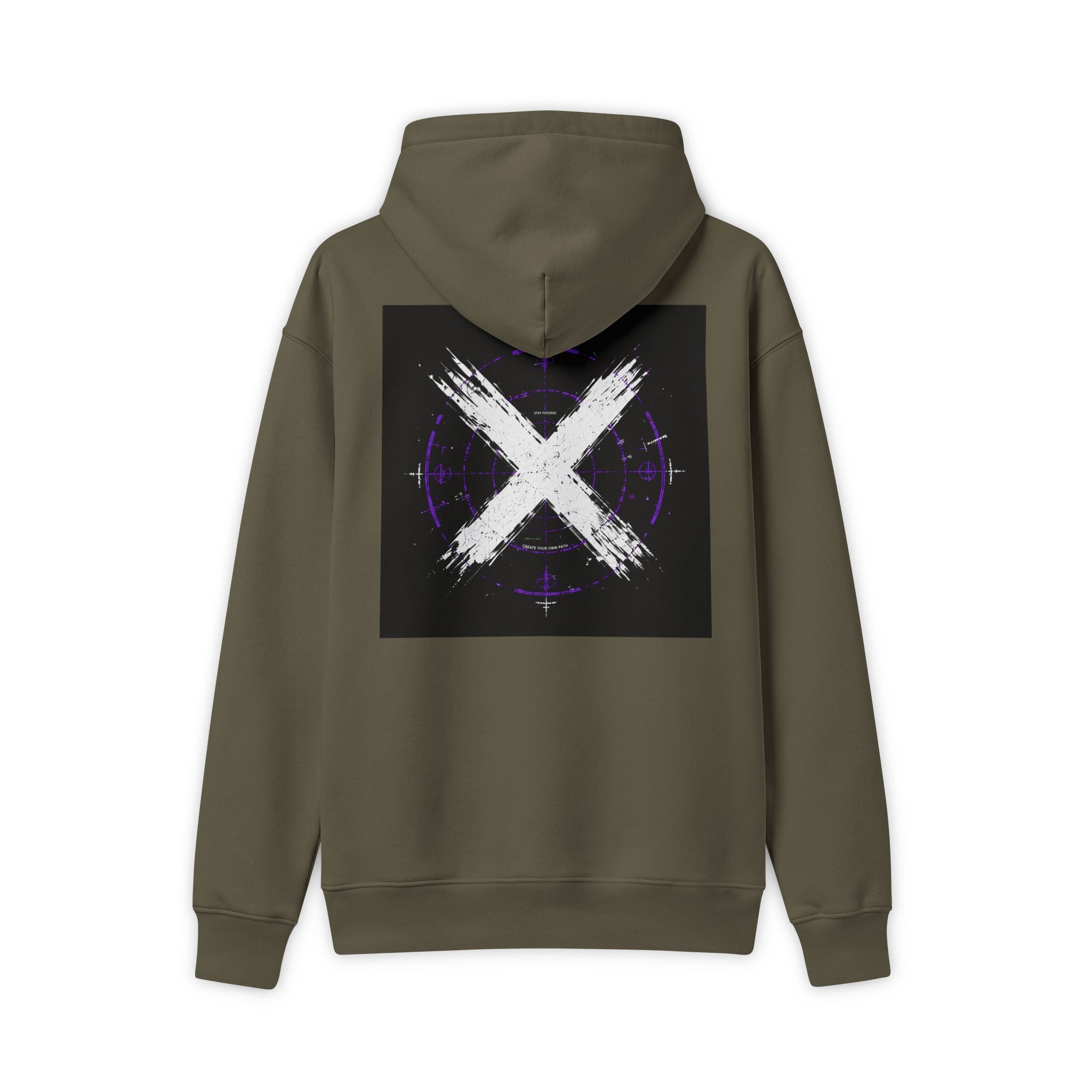 X Brushstroke Graphic Hoodie Heavyweight Minimal Grunge Backprint Pullover by Printify