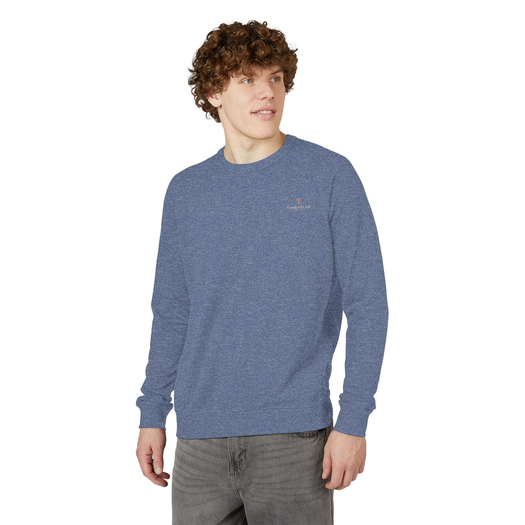 Crewneck Sweatshirt — Minimal Chest Logo Raglan French Terry by Printify