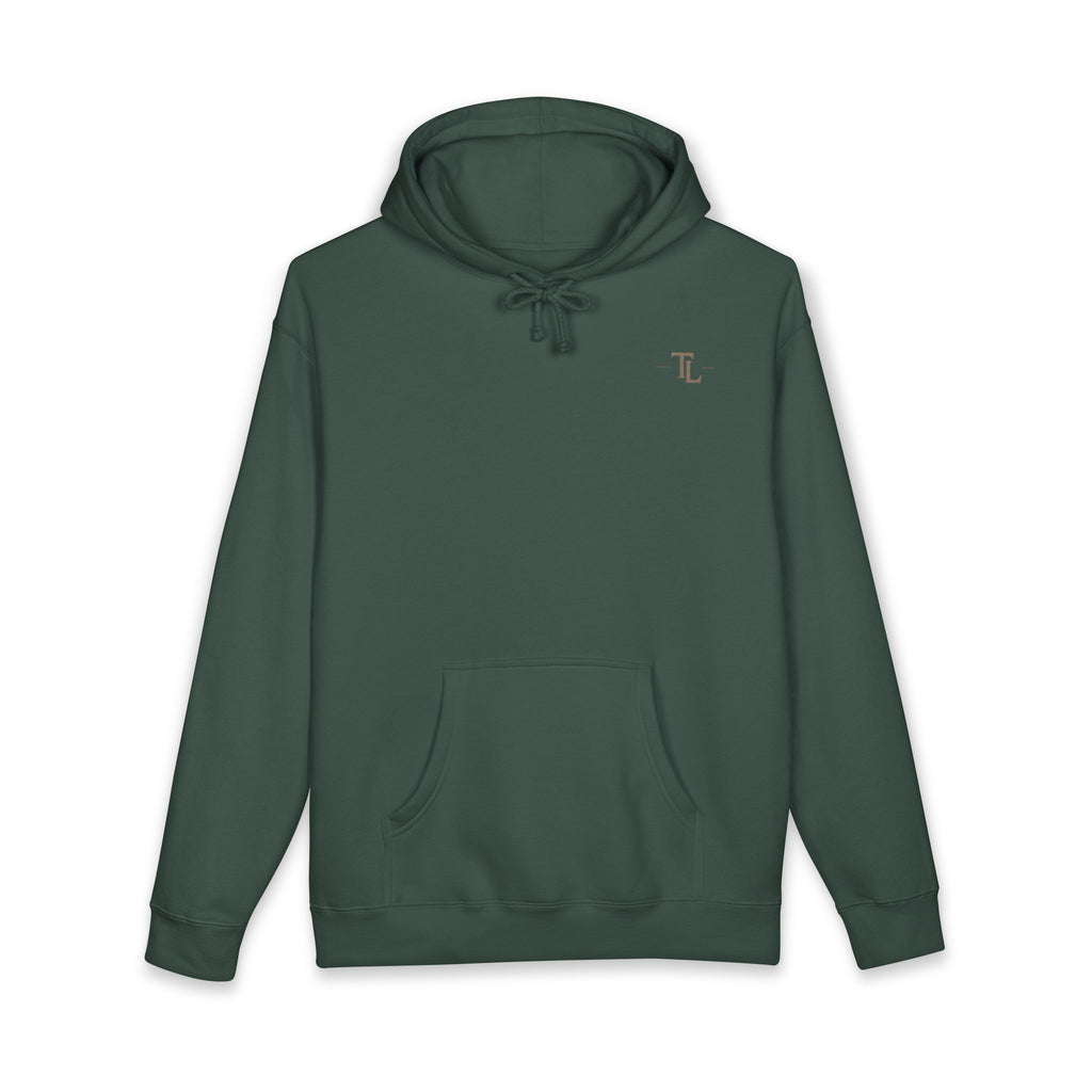 Classic White Hoodie with Minimal 'TL' Chest Logo – Lightweight Pullover by Printify