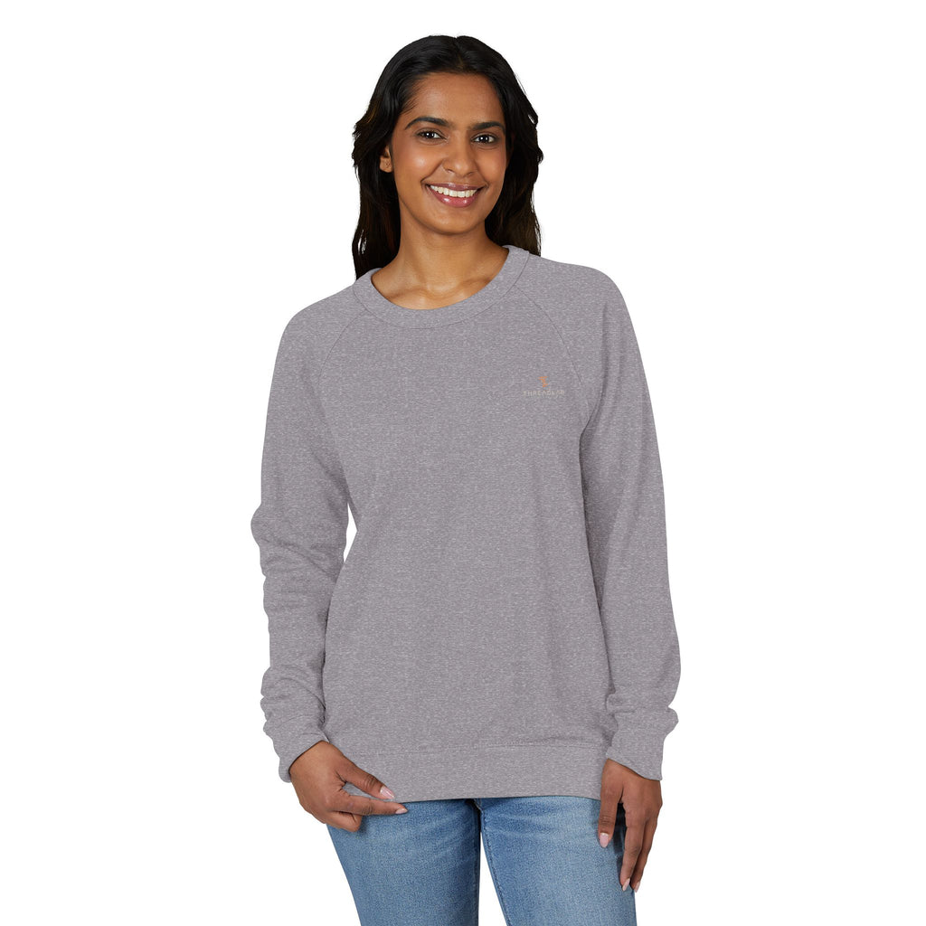 Crewneck Sweatshirt — Minimal Chest Logo Raglan French Terry by Printify