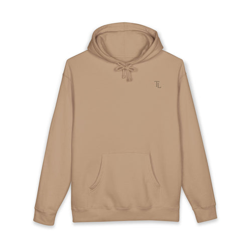 Classic White Hoodie with Minimal 'TL' Chest Logo – Lightweight Pullover by Printify