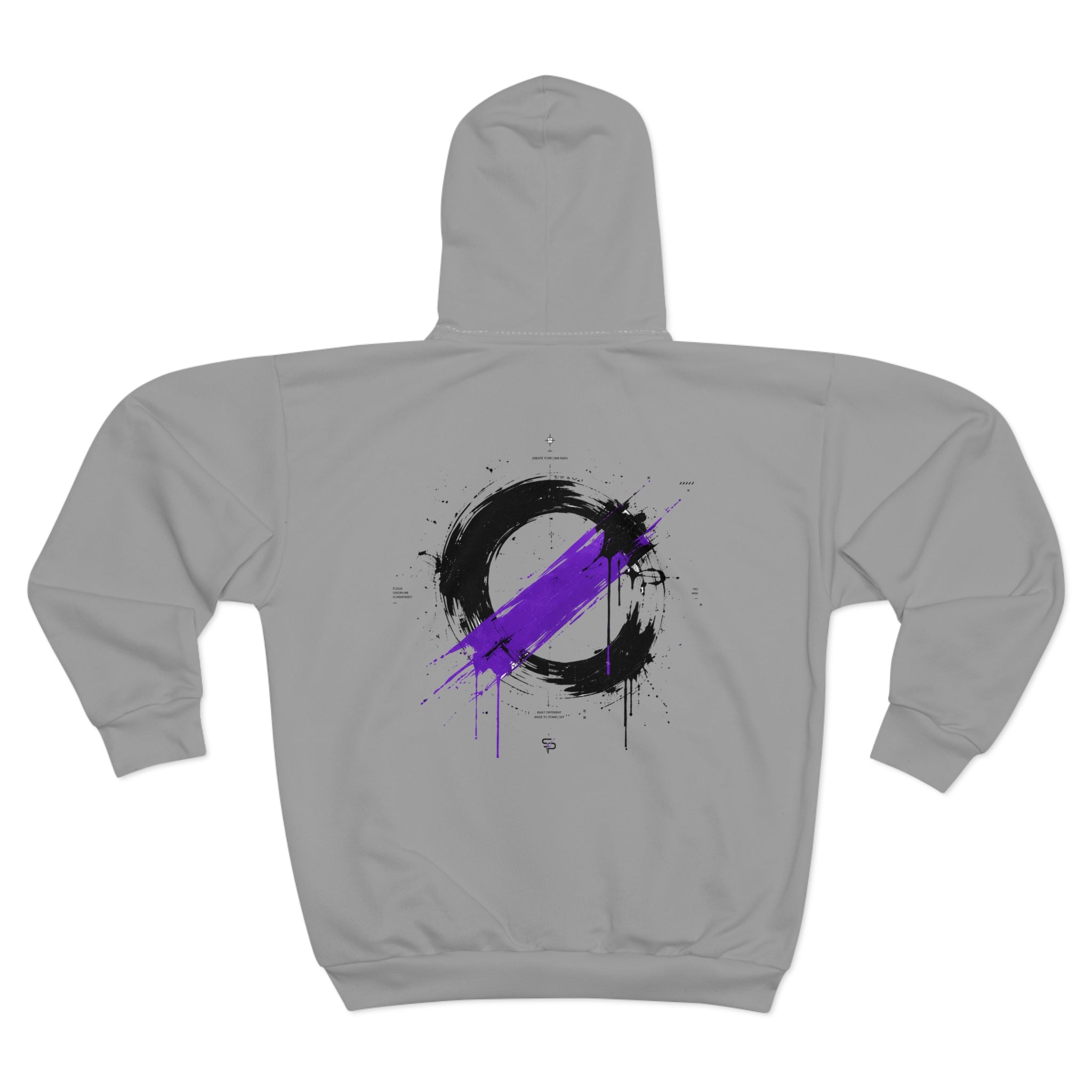 Purple Slash Grunge Zip Hoodie by Printify