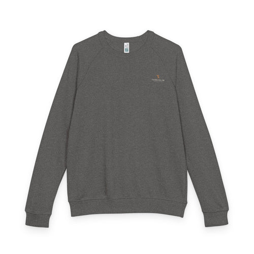 Crewneck Sweatshirt — Minimal Chest Logo Raglan French Terry by Printify