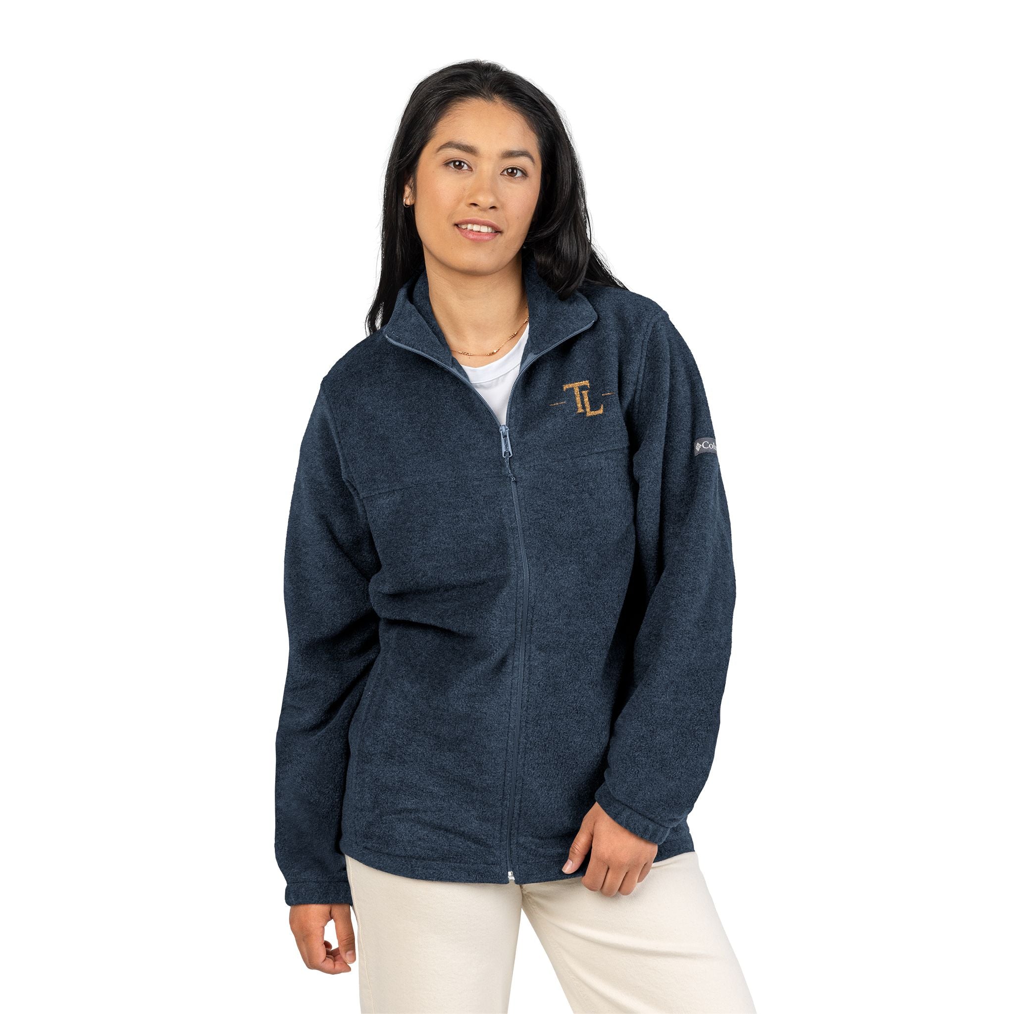 Embroidered 'L' Fleece Jacket — Columbia Zip-Up Outerwear by Printify