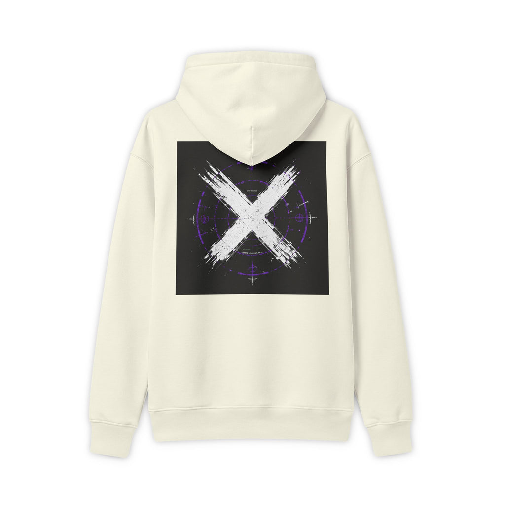 X Brushstroke Graphic Hoodie — Minimal Grunge Backprint Pullover by Printify