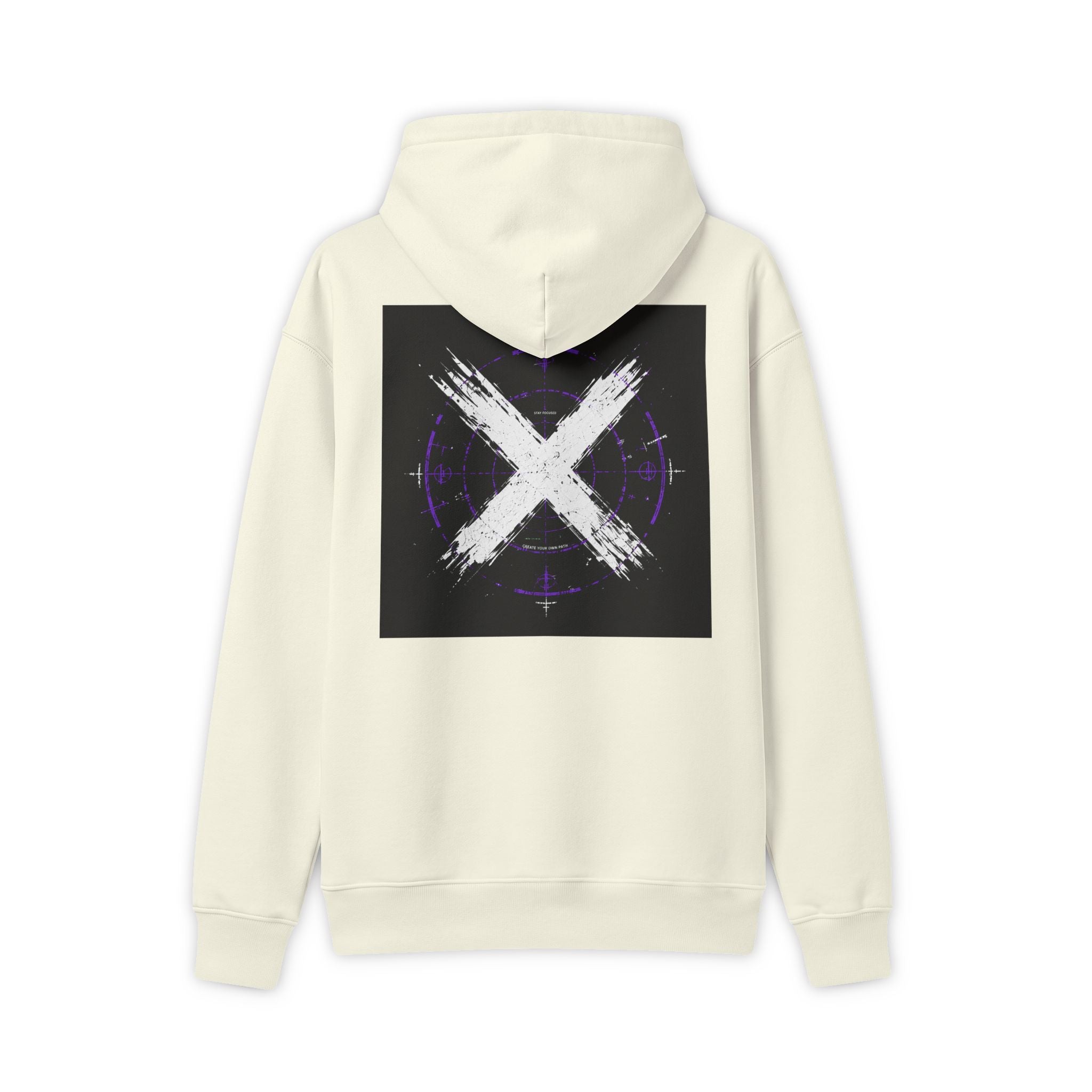 X Brushstroke Graphic Hoodie — Minimal Grunge Backprint Pullover by Printify