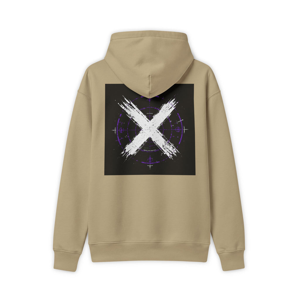 X Brushstroke Graphic Hoodie — Minimal Grunge Backprint Pullover by Printify