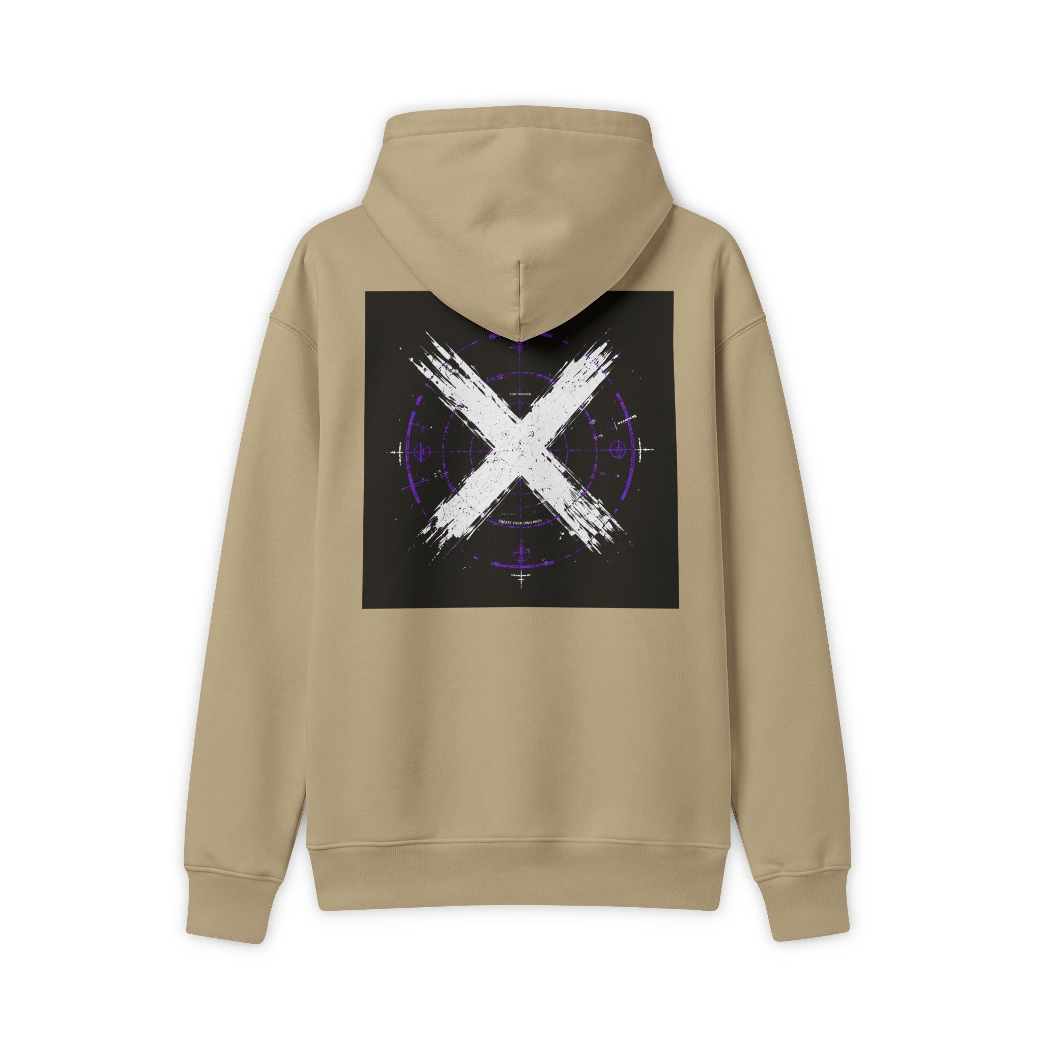 X Brushstroke Graphic Hoodie — Minimal Grunge Backprint Pullover by Printify