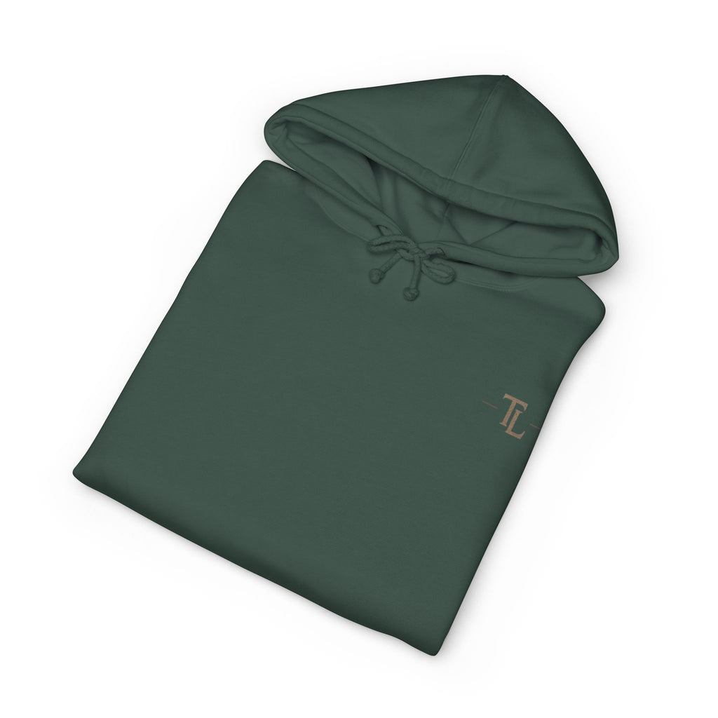 Classic White Hoodie with Minimal 'TL' Chest Logo – Lightweight Pullover by Printify