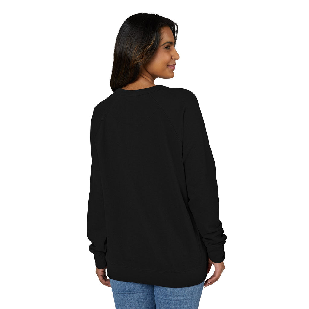 Crewneck Sweatshirt — Minimal Chest Logo Raglan French Terry by Printify