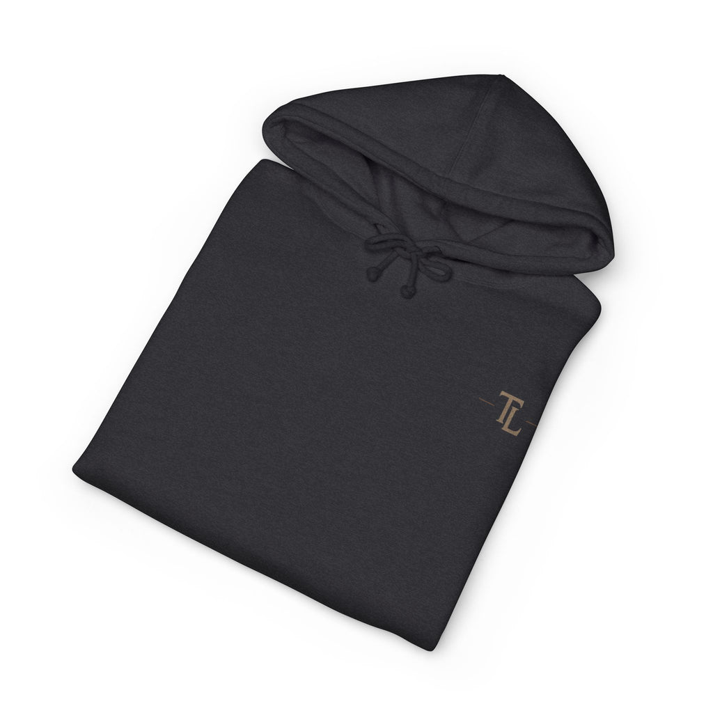 Classic White Hoodie with Minimal 'TL' Chest Logo – Lightweight Pullover by Printify