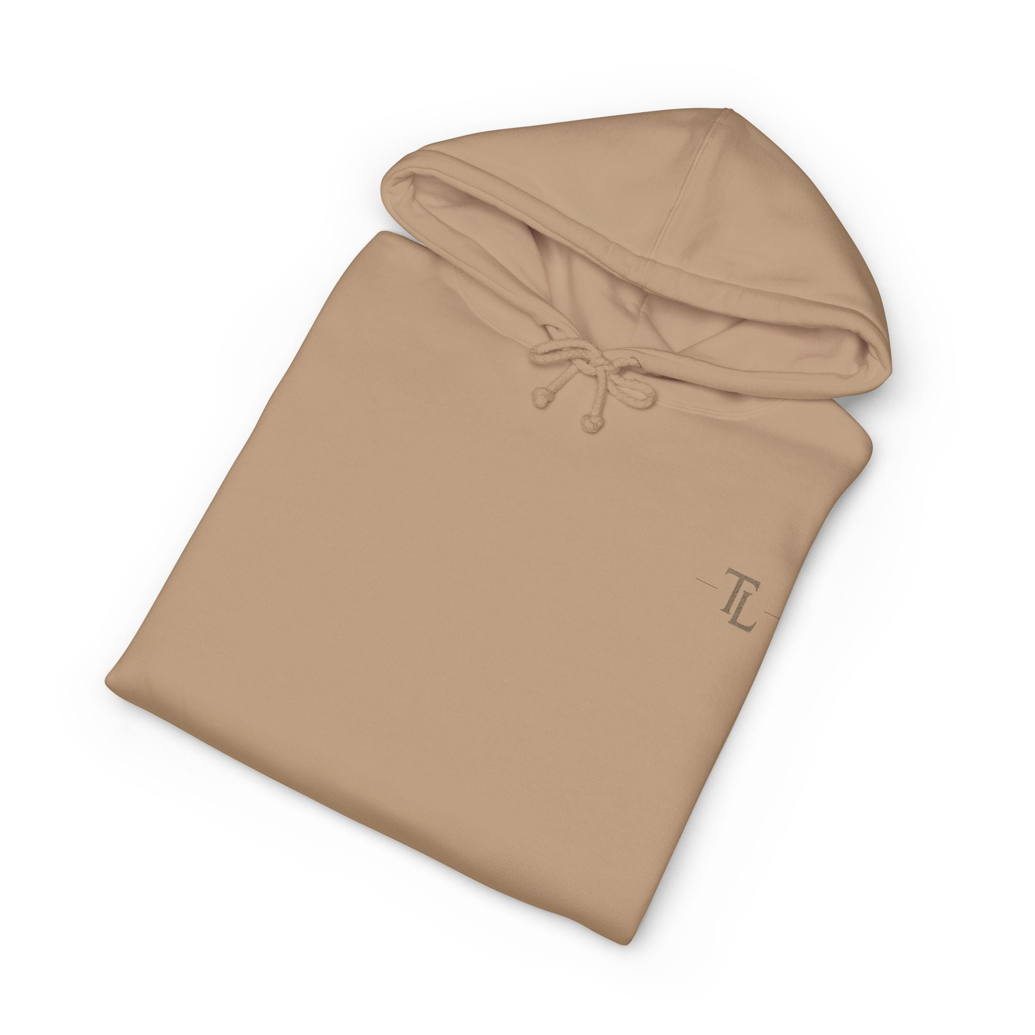 Classic White Hoodie with Minimal 'TL' Chest Logo – Lightweight Pullover by Printify